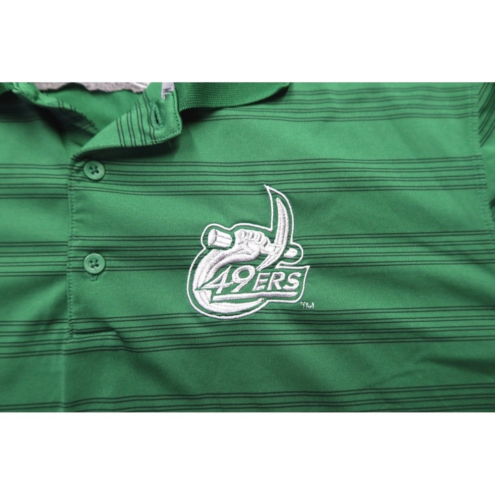 Nike Dri Fit Charlotte‎ 49ers Green Striped Mens Polo Shirt Golf Casual XL - Picture 3 of 9